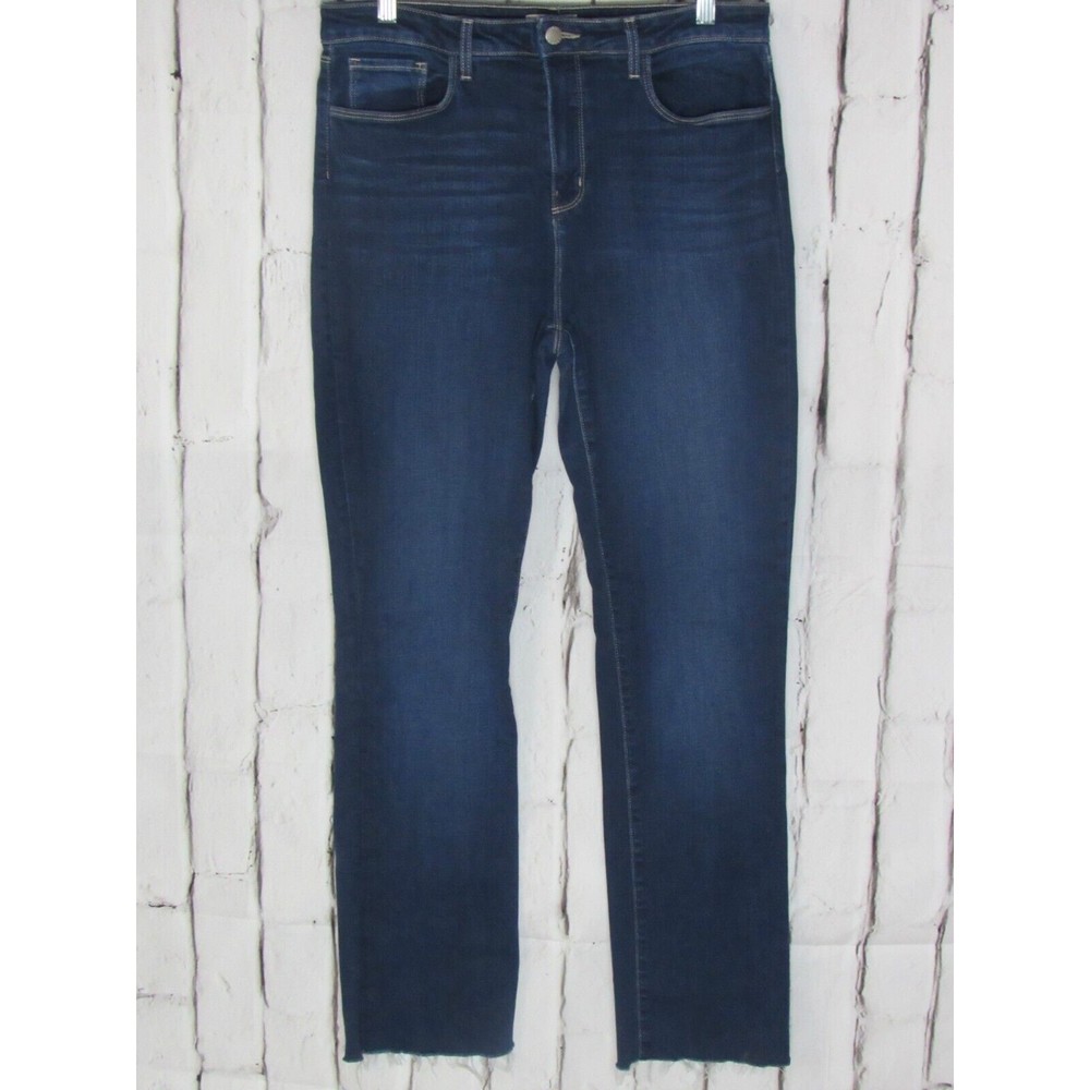 L'agence Women Jeans Size 31 Blue High Rise Skinny Blasted Raw Hem Denim